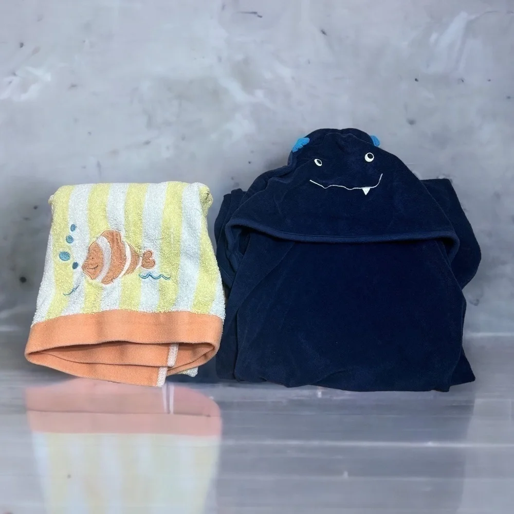Baby Towel Bundle Hooded Monster Blue Duck Striped